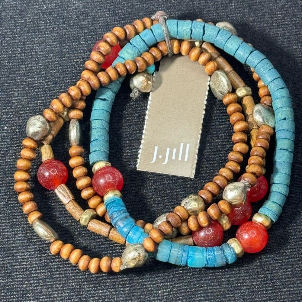 J Jill Wood Beaded Stretch Statement Bracelet 35$